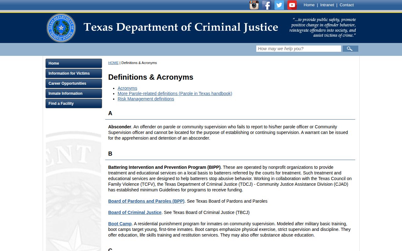 TDCJ projected release date definition for an Orange County inmate